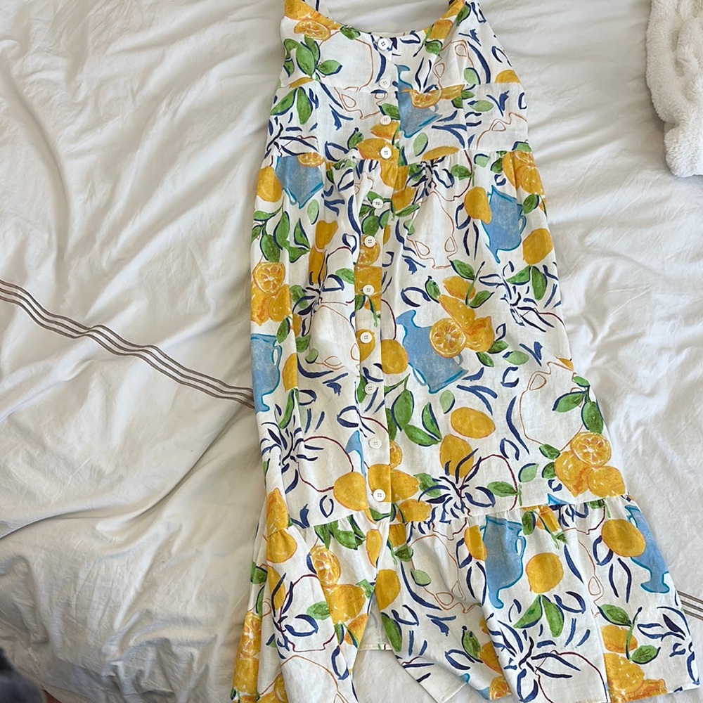 Zara Lemon Print Maxi Sundress